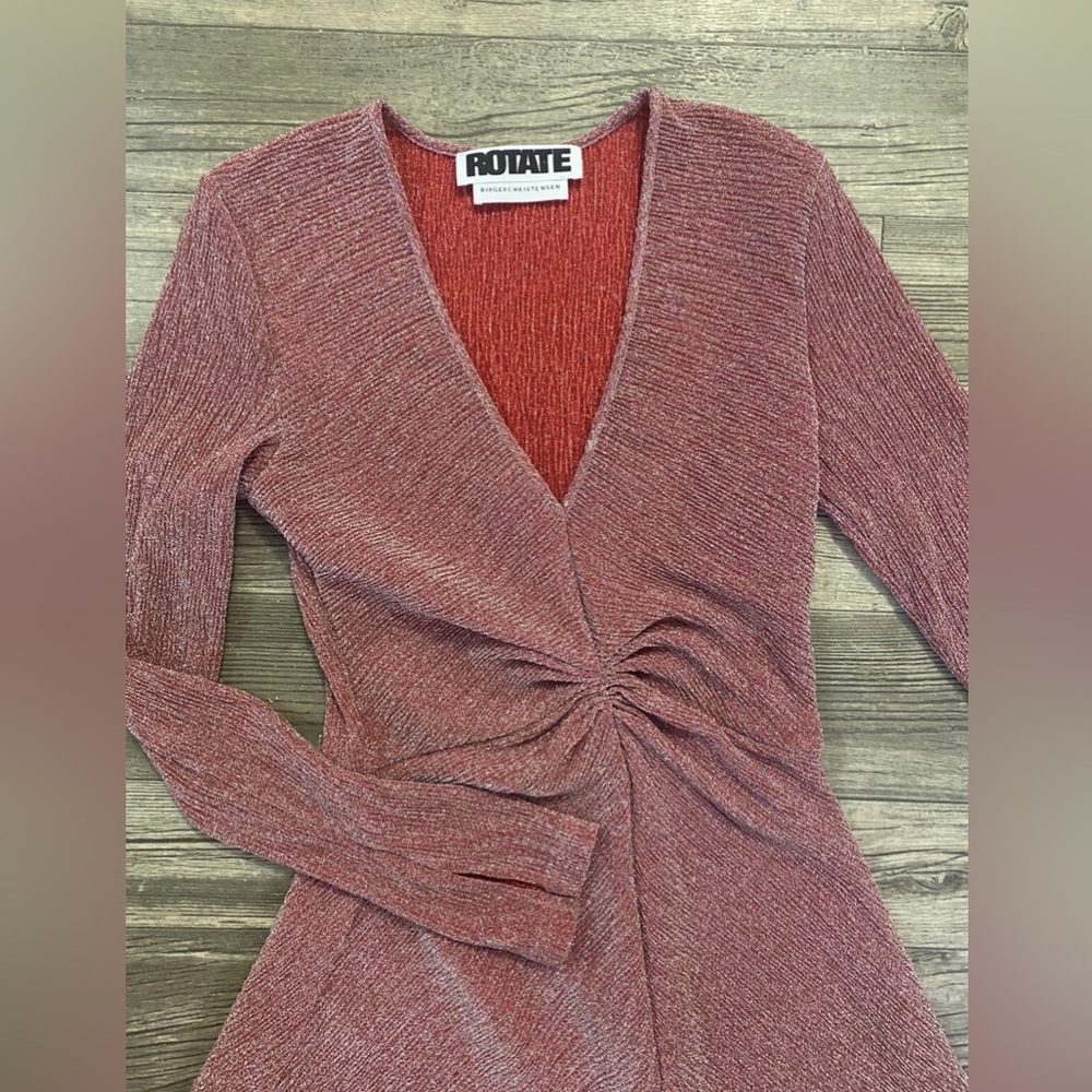 rotate birger christensen dress fancy holiday silver rose size medium Christmas